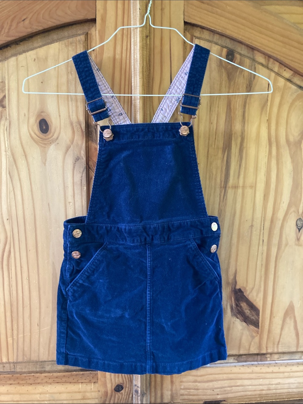 Girls H&M blue corduroy bib overalls dress size 7-8
